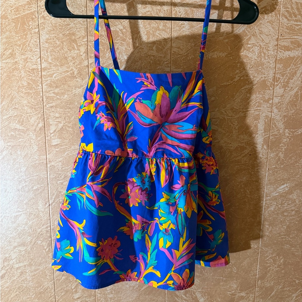 J. Crew Blue Floral Tank Top